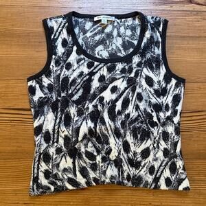 St. John black white patterned sleeveless tank top SIZE M